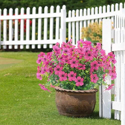 Miniatura 6 de 12 paquetes de flores artificiales para exteriores, resistentes a los rayos UV, plantas de plástico falsas para interiores y exteriores, plantas