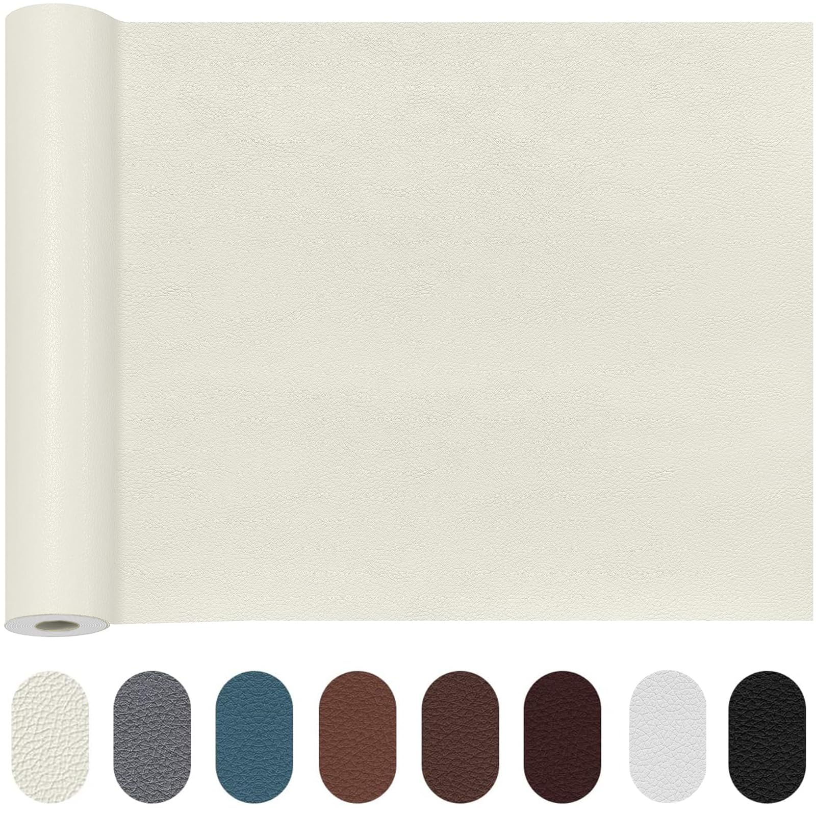 Pelle Adesiva per Riparazioni, Autoadesivo Ecopelle Kit per Divani, Mobili da Divano, Sedili Auto, Borsa (Beige, 40 x 200 cm)