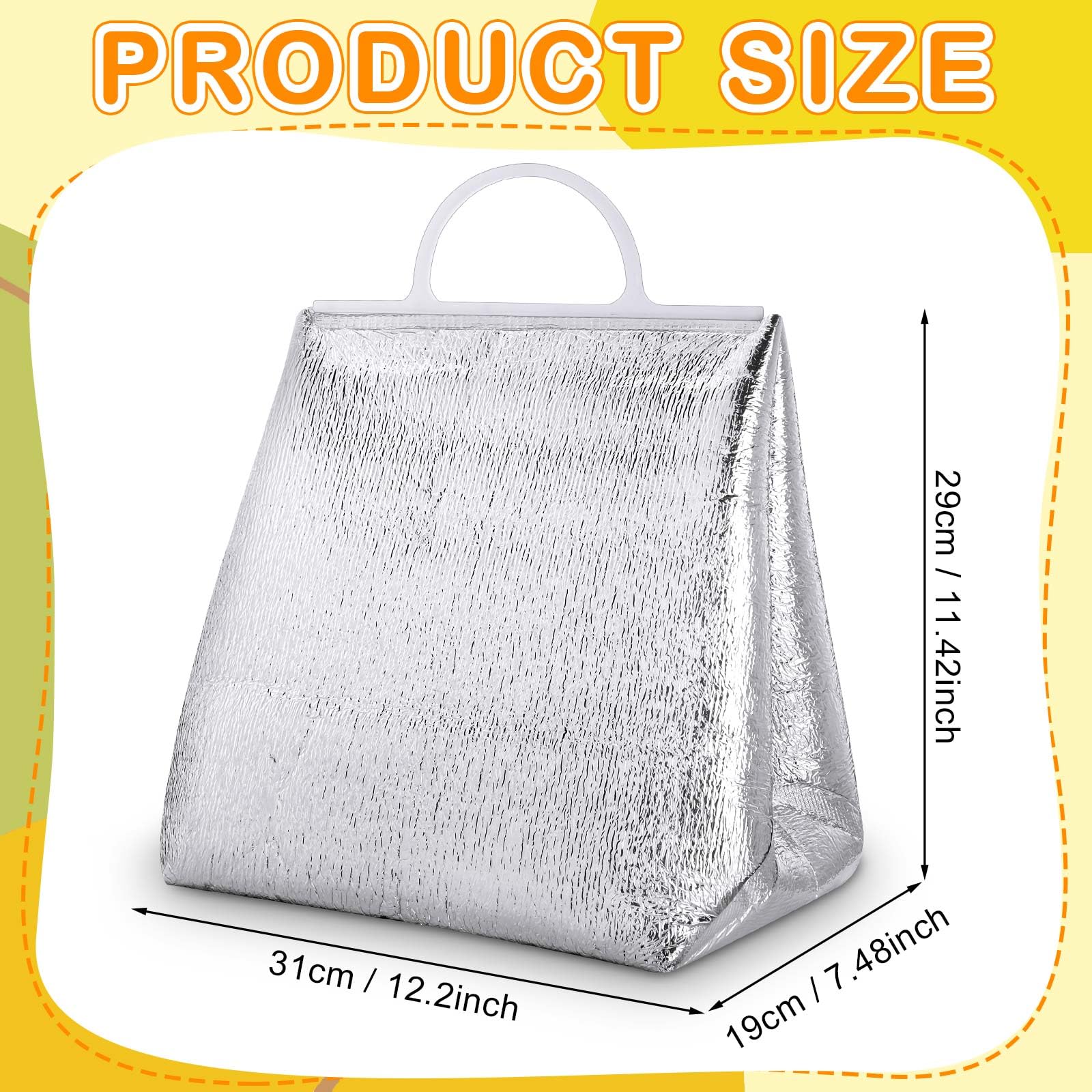 Zhehao 16 Pcs Hot Cold Food Insulated Bag Thermal Bag Shipping Reusable Lunch Bags Shopping Bags Food Bags Thermal Cooler for Fruit Meat Ice Cold Beers Keeps 3 Hours (12.2 x 11.42 x 7.48 Inch)