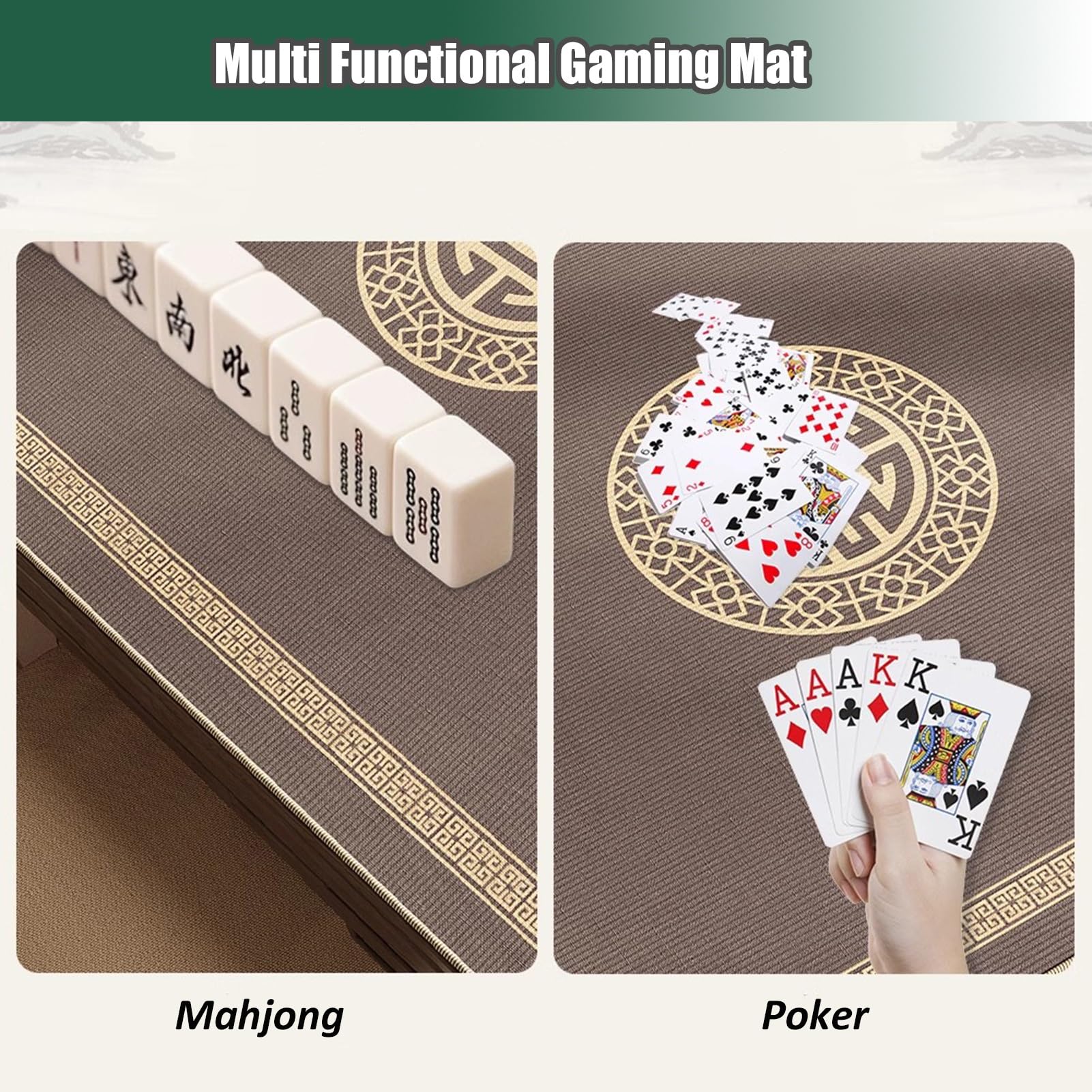 Mata Do Gry W Mahjonga Crystal Velvet Soft Z Gumowym Spodem Do Domu, Okrągły Obrus Do Gier Karcianych Mahjong Poker I Planszowych, Nadająca Się Do Prania W Pralce(Blue,120cm/47.25in)
