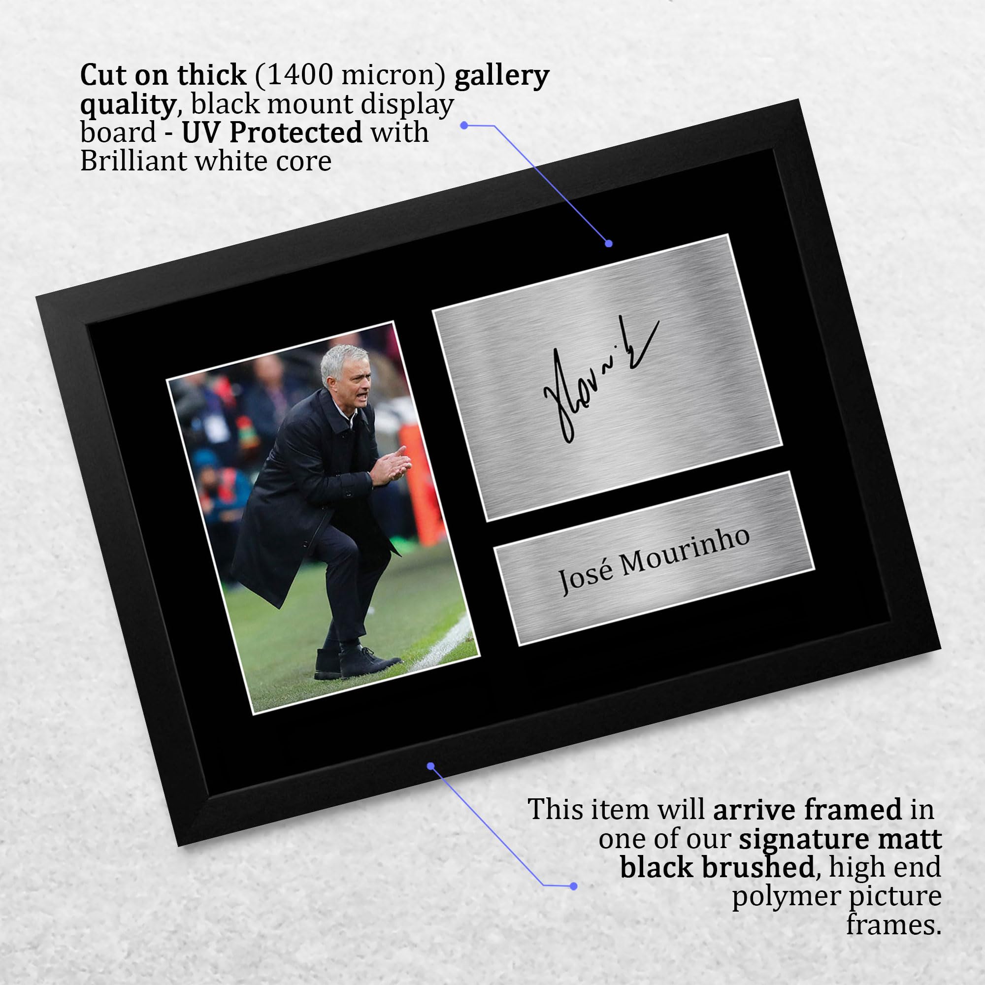 HWC Trading A4 P José Mourinho Regalo Impreso Autógrafo De Imágenes Para Aficionados Y Seguidores - A4 Enmarcada