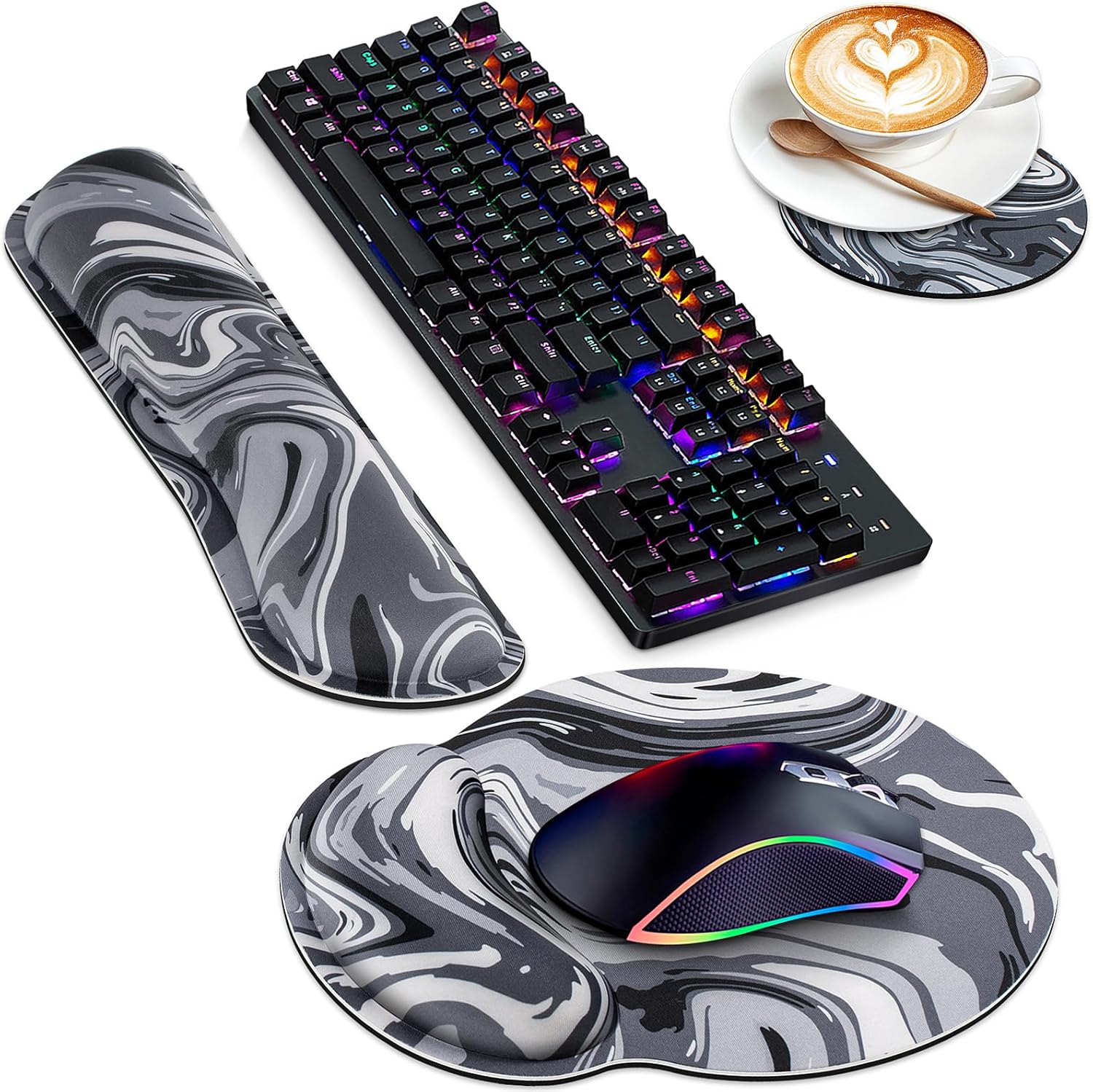 Mouse Pad Wrist Support Set, Canjoy 3in1 Keyboard Wrist