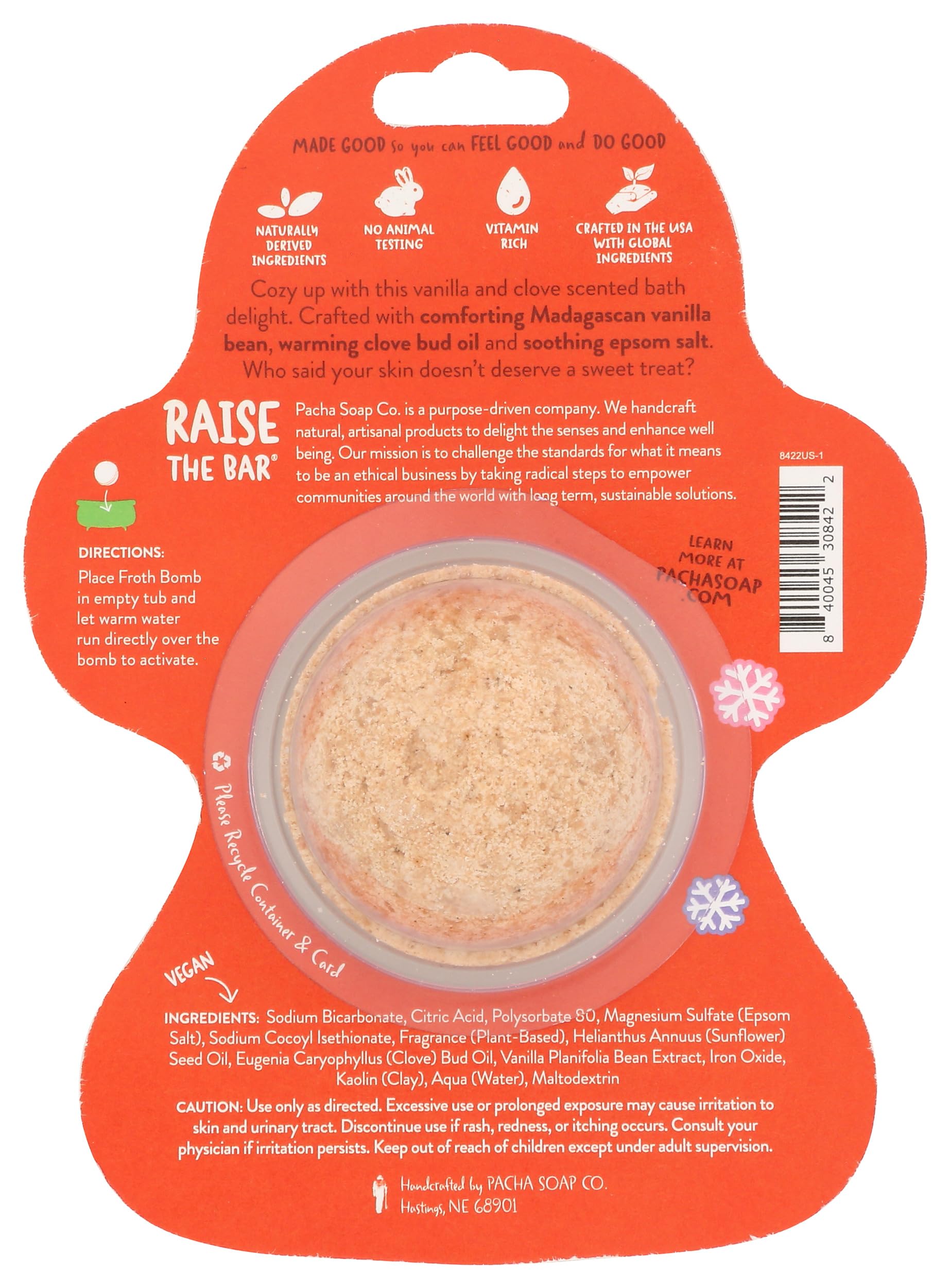 PACHA SOAP Gingerbread Man Froth Bomb Card, 3 OZ