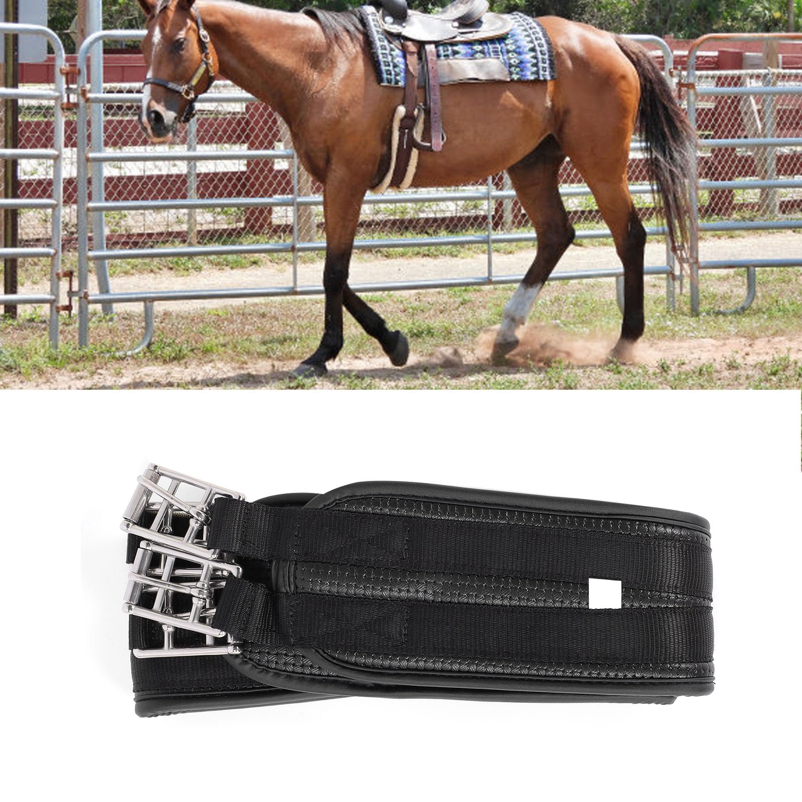 Tbest Sottopancia per Cavallo Sottopancia Inglese Senza Sfregamento Fibbia in Acciaio Inossidabile Sottopancia Curvo Sagomato Antiscivolo in Pelle PU per Competizione di Allenamento