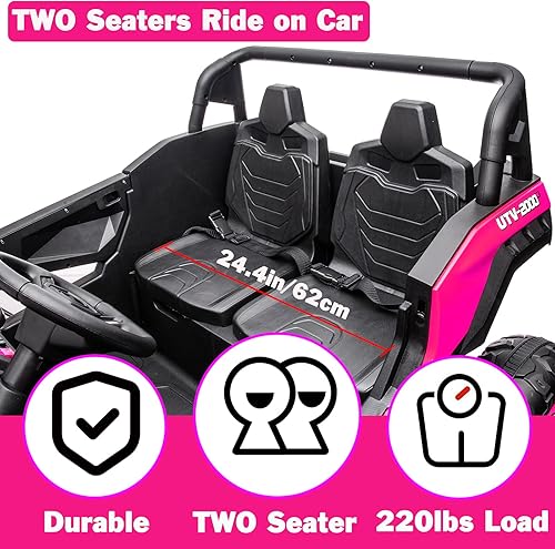 Miniatura 5 de NEWQIDA Vehículos de juguete XXL de 24 V y 2 plazas para niños grandes, 4 x 4, vehículos eléctricos con control remoto, 4WD, para niños, UTV, lado a