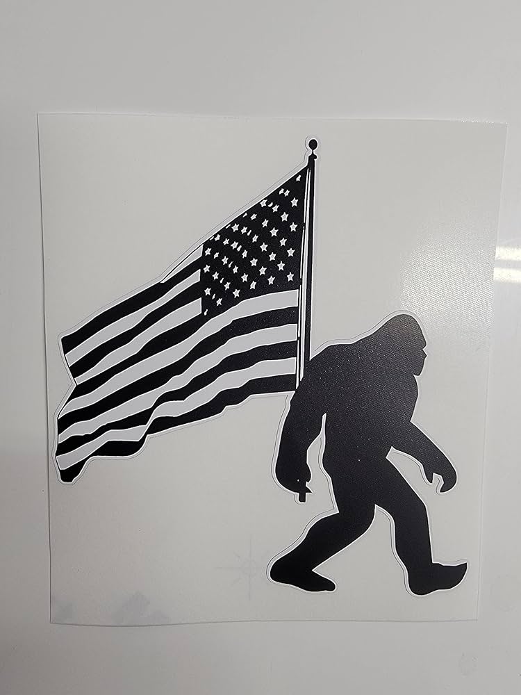Bigfoot With American Flag Vinyl Sticker - 3 Inch USA Sasquatch Decal For Car, Phone, Laptop