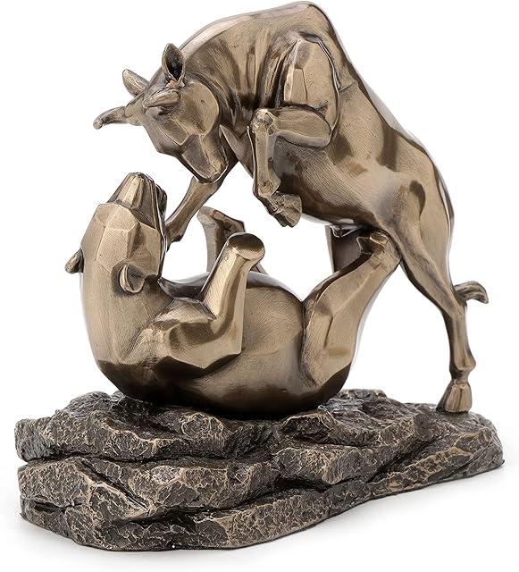 Veronese Design 6 Inch Tall Wall Street Stock Market Bull Bear Fight Financial Broker Gift Abstract Cold Cast Resin Bronze Finish Tabletop Statue