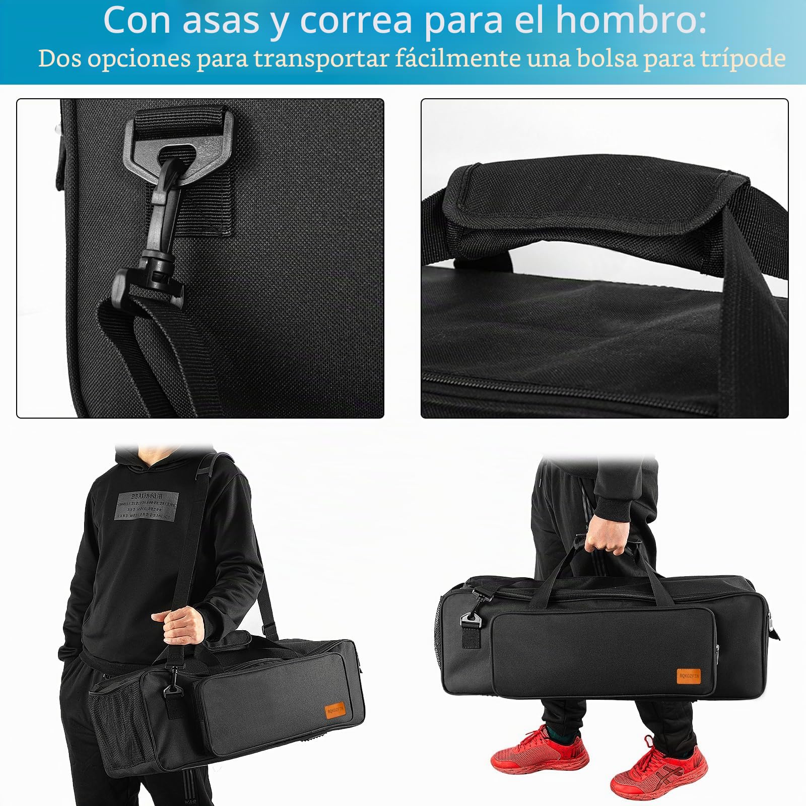OUUTMEE Bolsa multifuncional para trípode resistente con asa para luces, altavoces, cámaras, horcas, soporte para micrófono, color negro, negro B, S-80x21x21cm, moderno