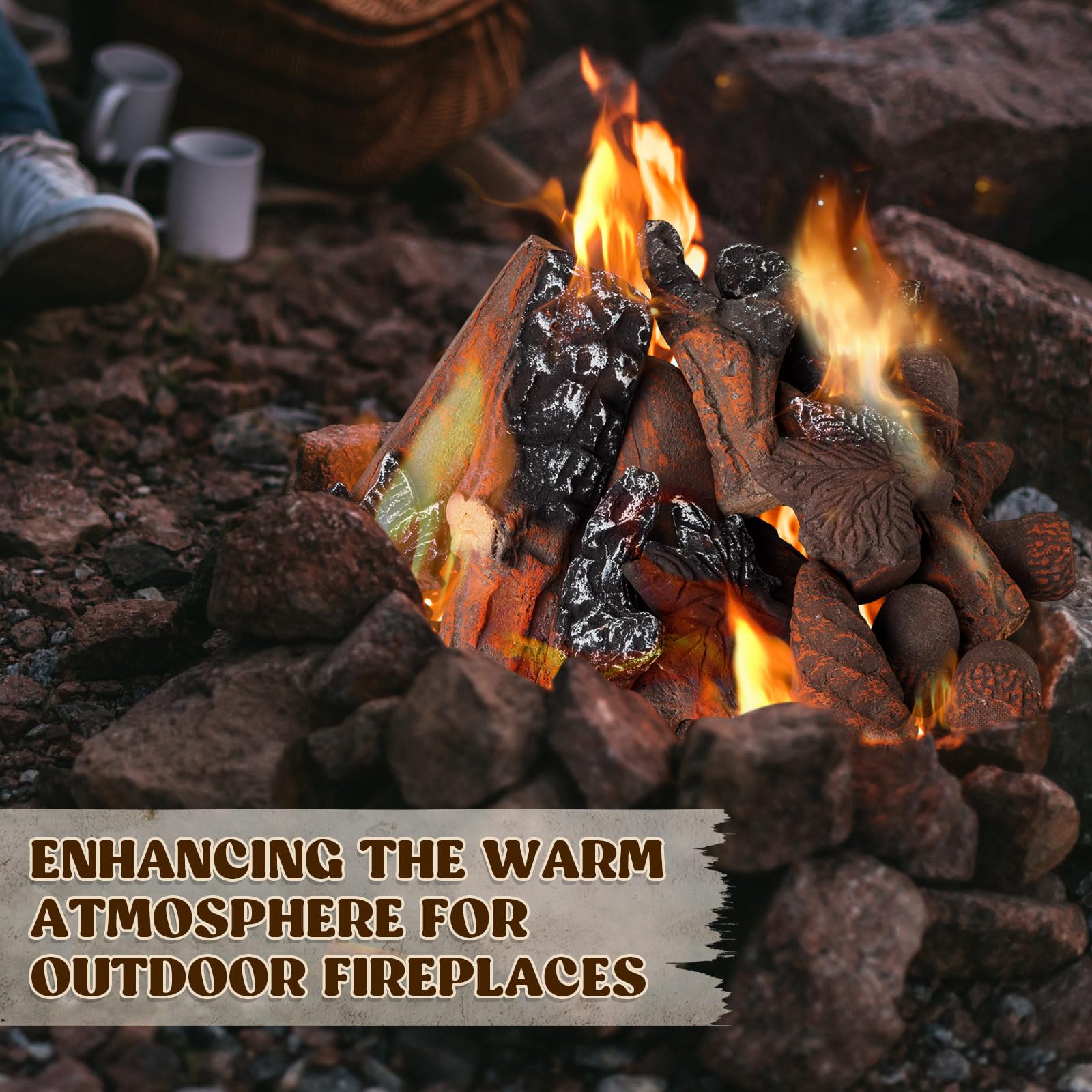 Amazon.com: Yalikop 20pcs Ceramic Logs Set for Gas Fireplace Fake