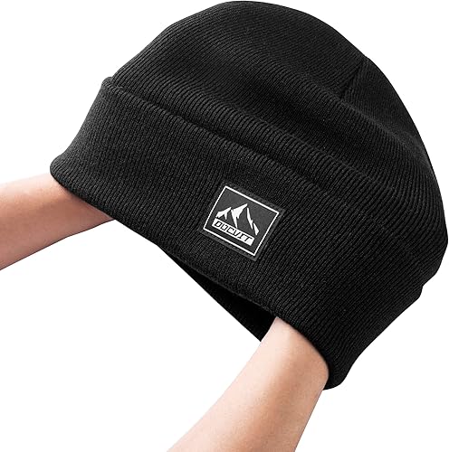 Miniatura 7 de DOCVIT Gorro de punto con puños cálidos de invierno, unisex, gorro de punto de calavera, sombrero de esquí de moda para hombres y mujeres