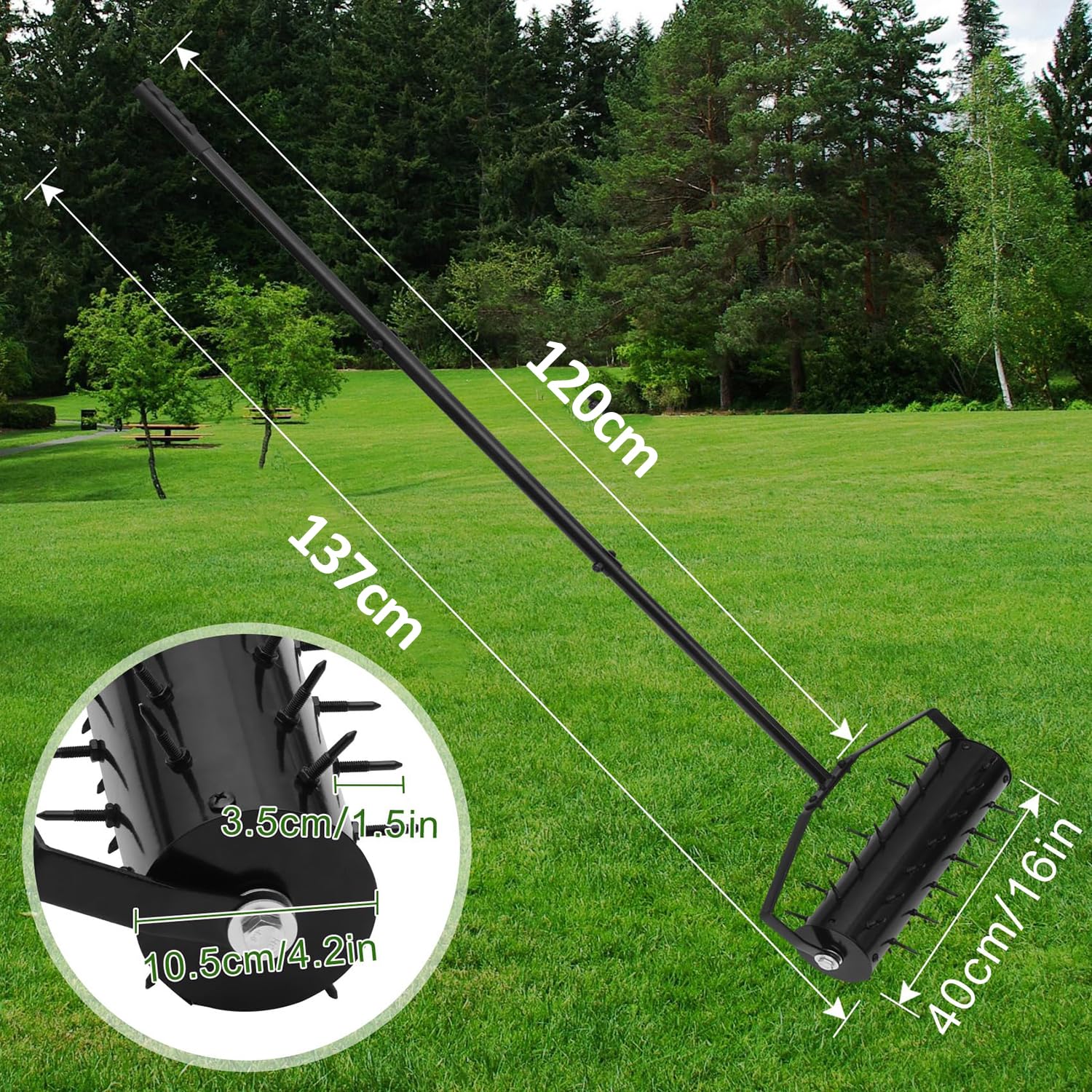 40 cm gazonbeluchter rollend gereedschap, zware grasspike-beluchter met