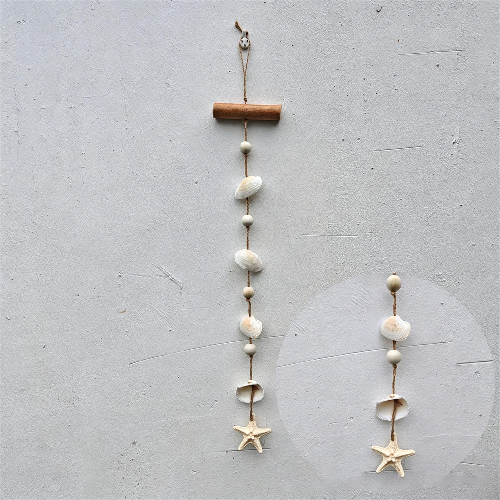 Conchiglie artistiche in vetro di mare e bastone di legno scacciapensieri costieri decorazione da parete per veranda patio decorazione scacciapensieri a tema spiaggia