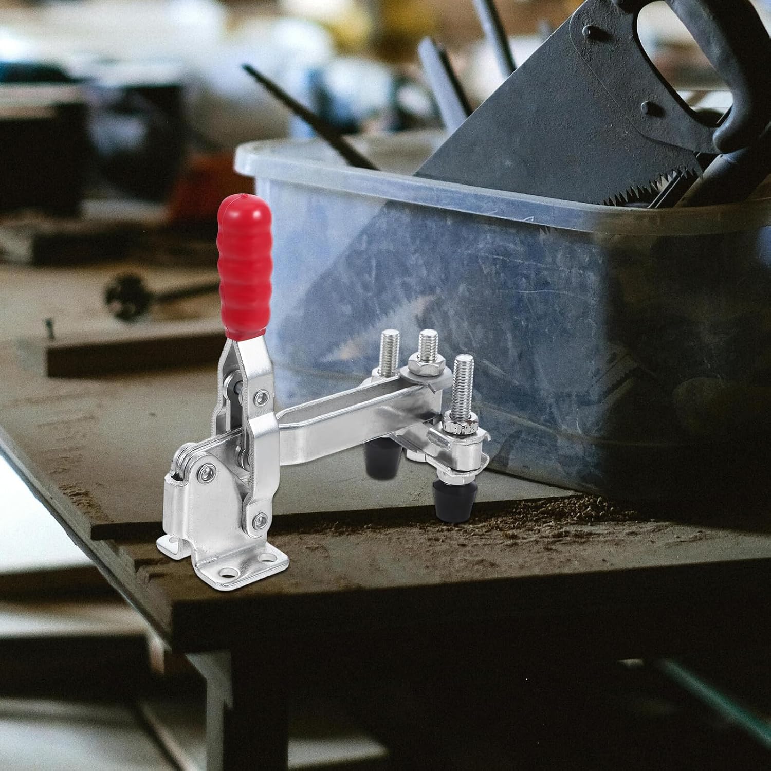 2pcs Vertical Welding Toggle Clamp with Rubber Tip Quick Release Iron Fixed Fixture Clamps for Woodworking and Metalworking Holding