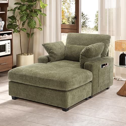 WorthFurni Chaise Lounge Chair Indoor with Ottoman, 57.52 "D Oversized