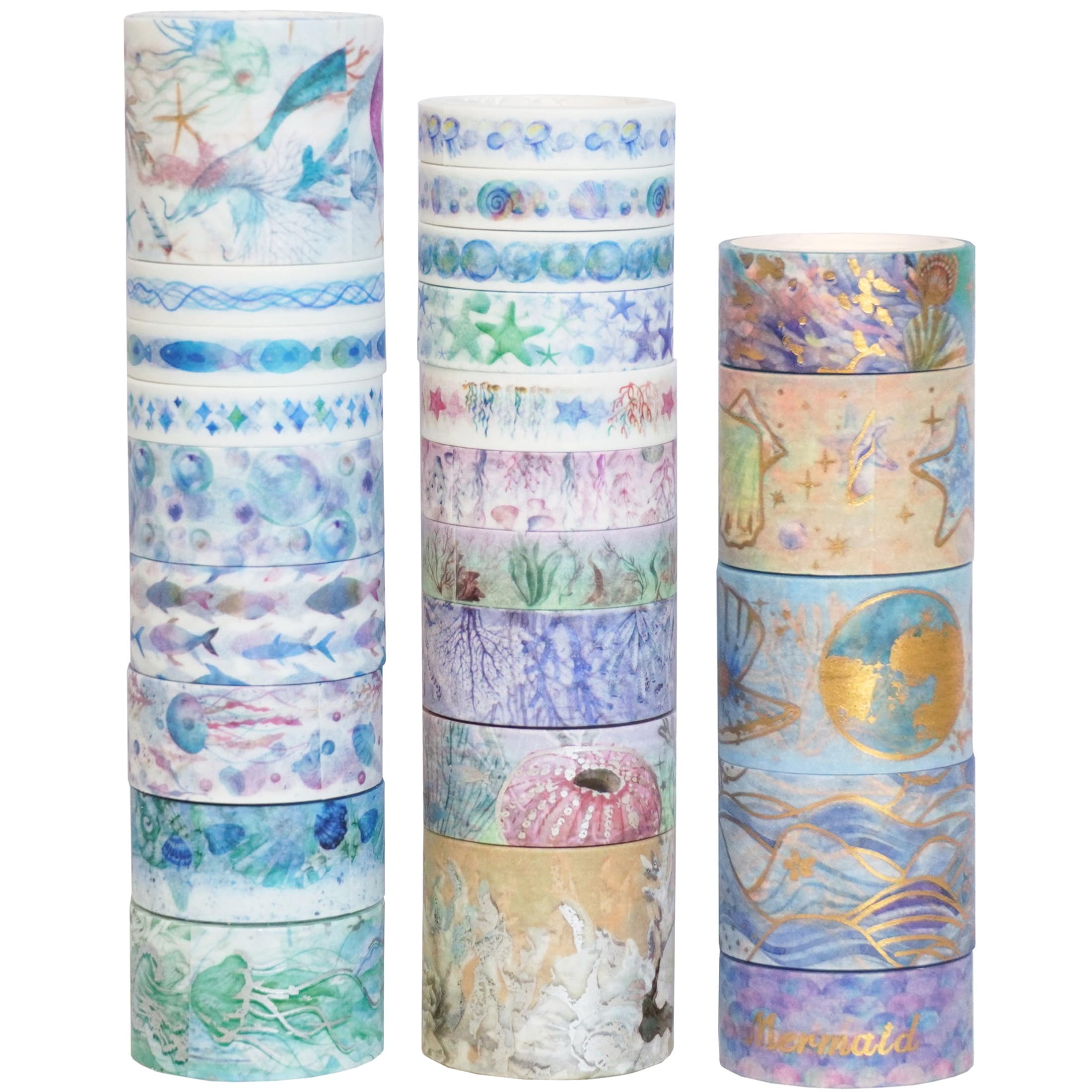 Marine Life Washi Tape Set - Gold & Silver Foil -1