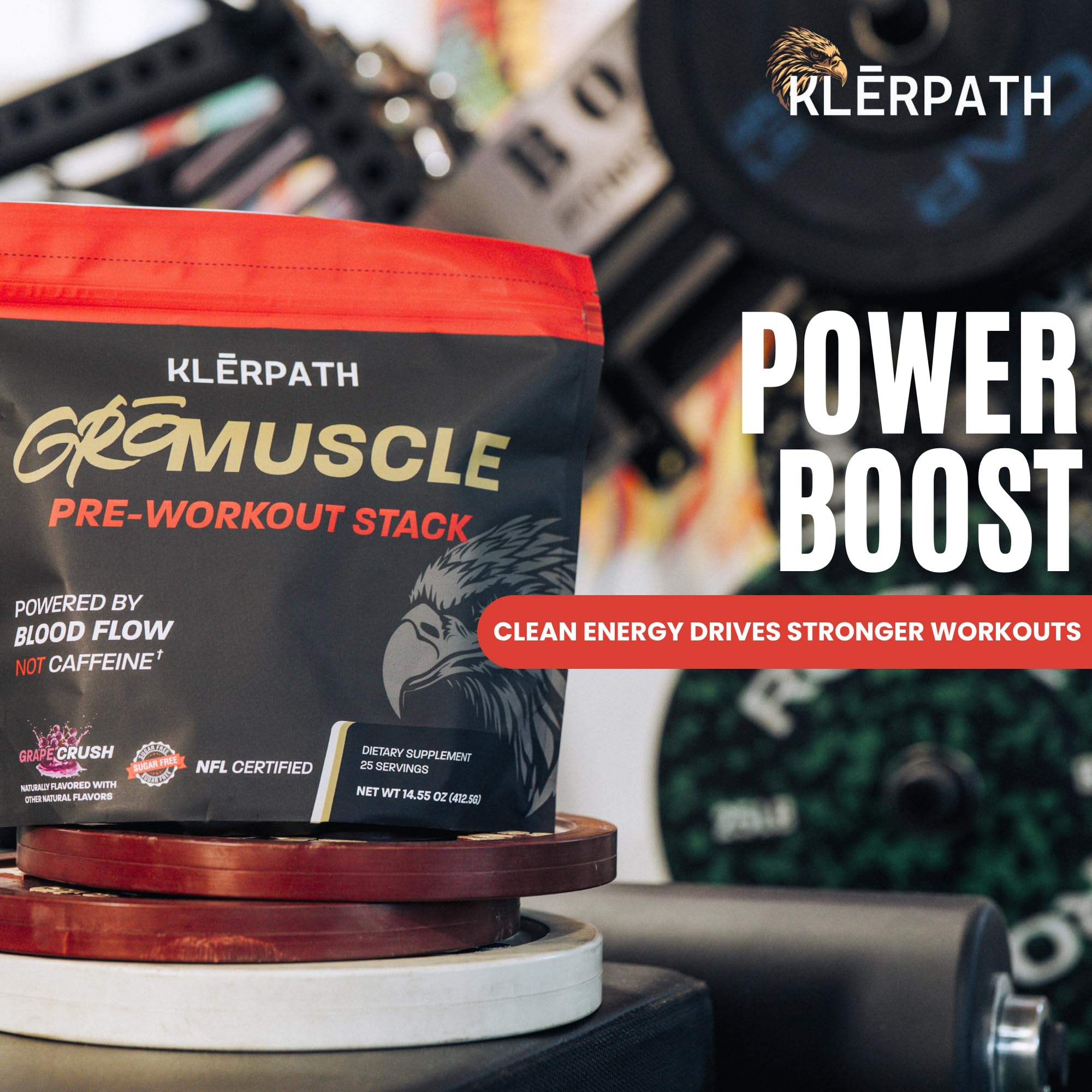 Pre Workout Supplement - GroMuscle Pre Workout Powder for Men & Women - Sugar Free with Creatine Monohydrate Powder, Agmatine Sulfate & NAD+ - Vegan, Non-GMO - Grape - 25 Stick Packs — Amazon image 5