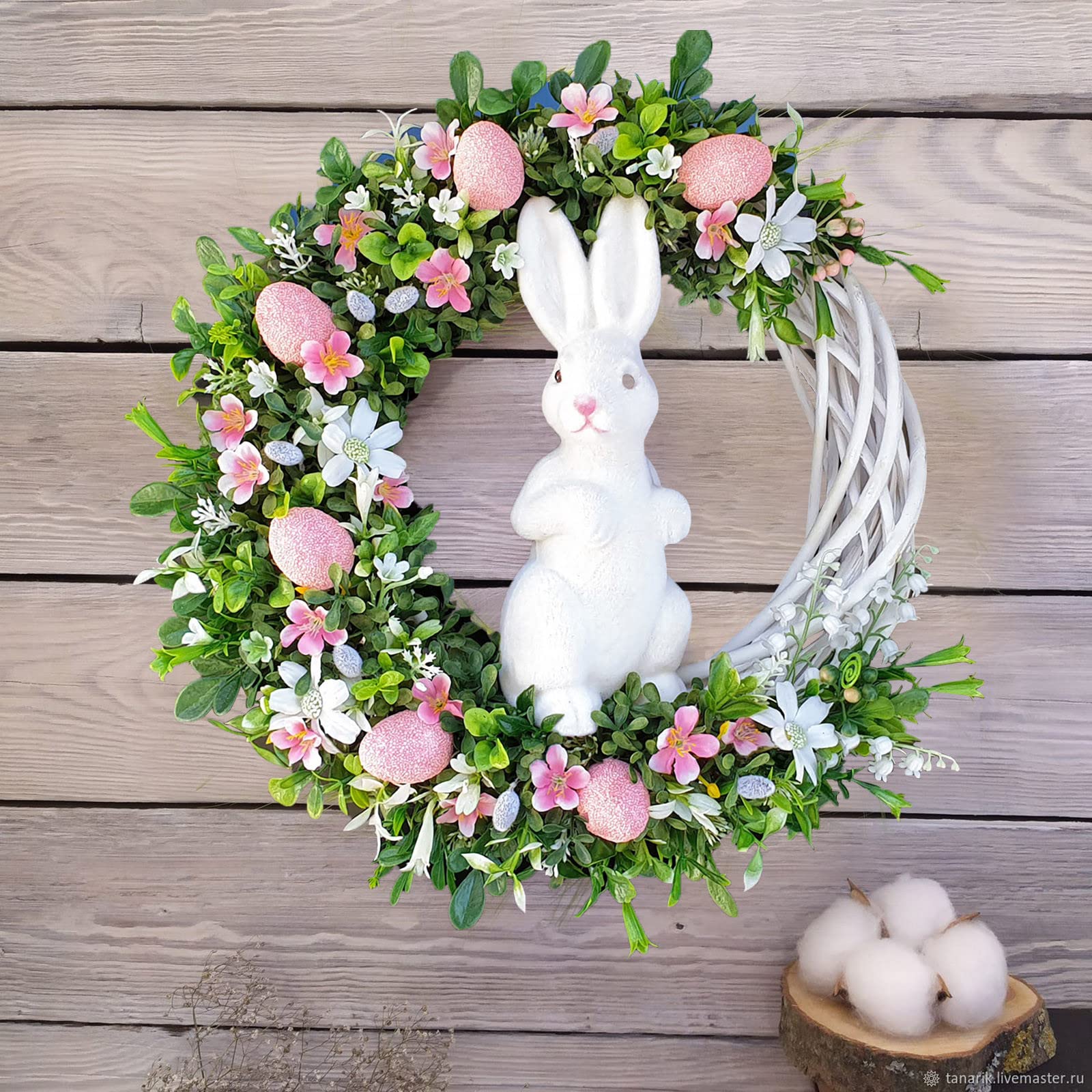Assr - Ghirlanda di coniglietti pasquali, da appendere alla porta d'ingresso e a forma di coniglio, decorazione per uova di Pasqua