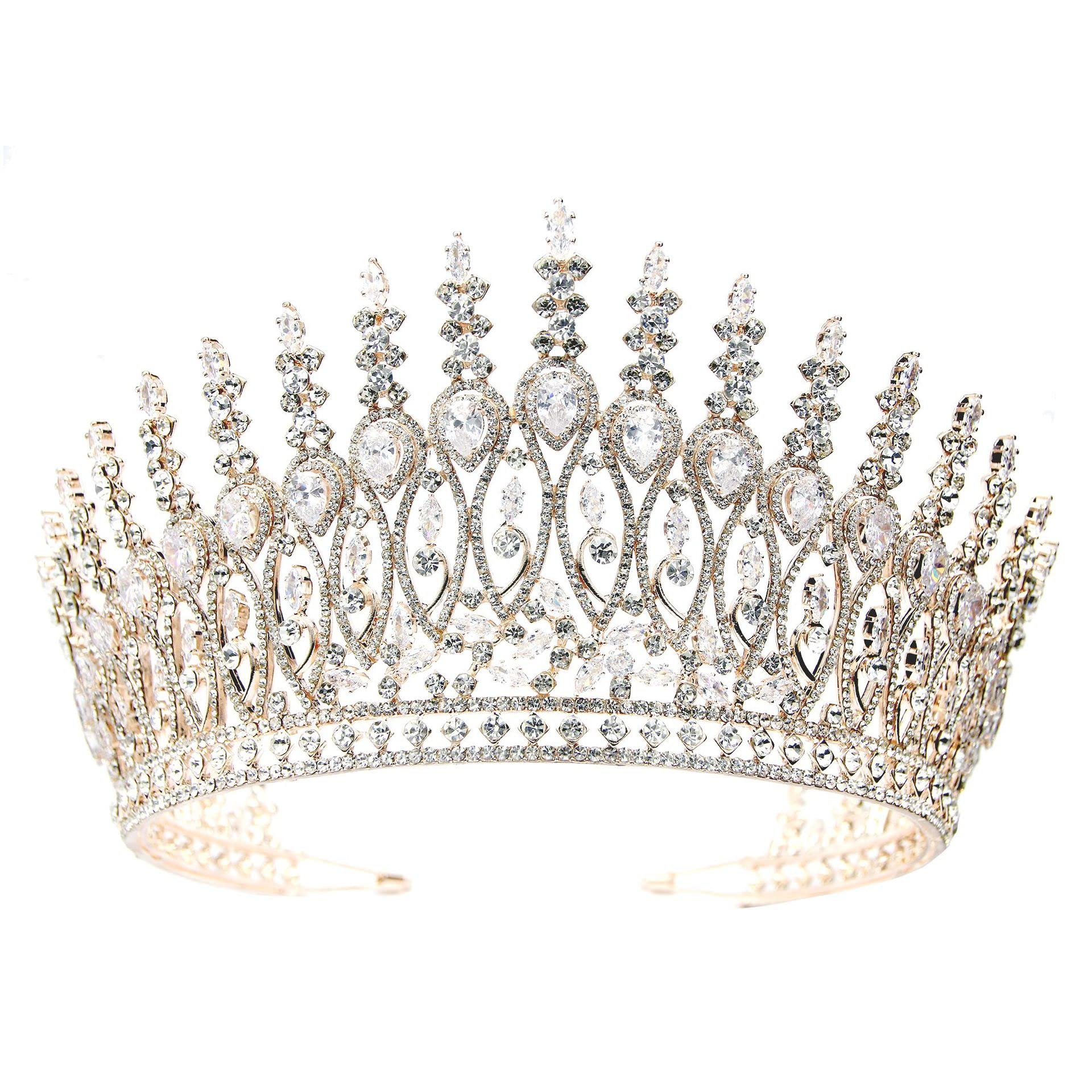 Damskie nakrycia głowy, biżuteria do włosów Diadem z koroną dla kobiet Biżuteriaa do włosów Klasyczne eleganckie tiary Ręcznie robione księżniczka panna młoda cyrkon Korona ślubna dla kobiet
