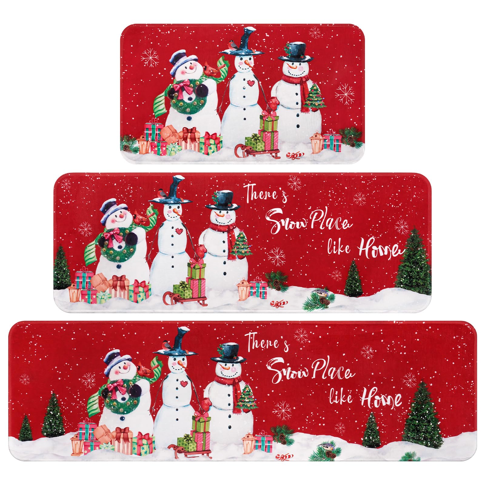 Alfombras de cocina de Navidad de 3 piezas, el regalo perfecto de muñeco de nieve de invierno