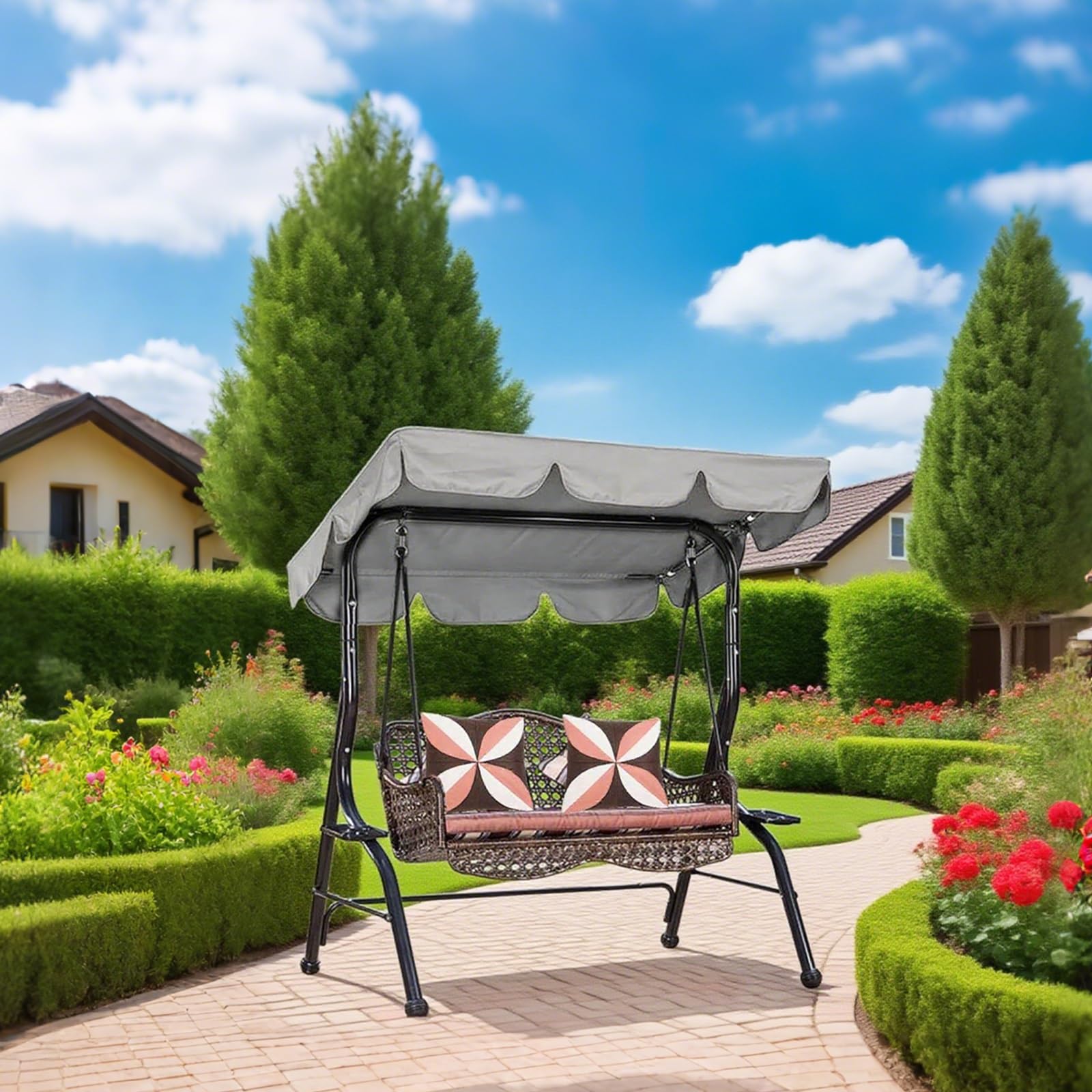 Tettoia di ricambio per dondolo da esterno a 2/3 posti, impermeabile, copertura per amaca da patio, verde, 165,1 x 114,3 x 15 cm, protezione UV, facile da installare