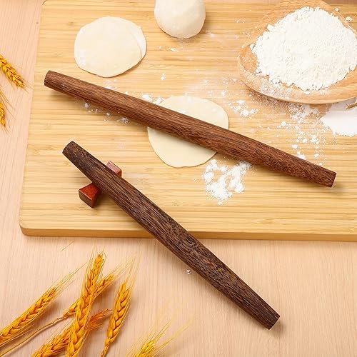 Miniatura 4 de Rodillo de madera para hornear largo con soporte de palillos para fondant, corteza de pastel, galletas, pastelería, 2 uds