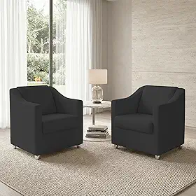 Kit 2 Poltronas Para Sala Decorativas Cadeiras Reforçadas Para Recepção Consultório Escritório Pé Cromado Suede Preto - Clique E Decore
