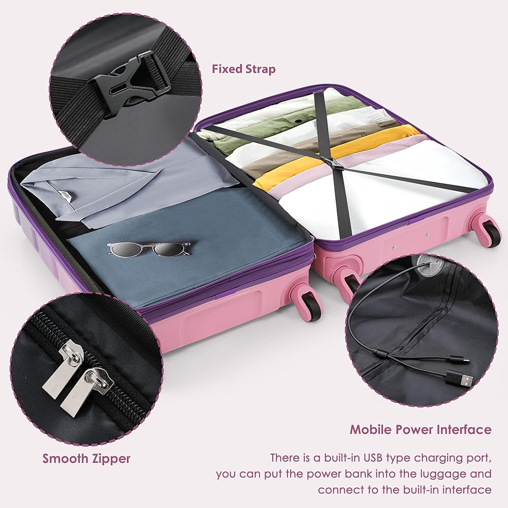 Amazon.com | Merax 3pc Suitcases Luggage Sets, ABS with TSA