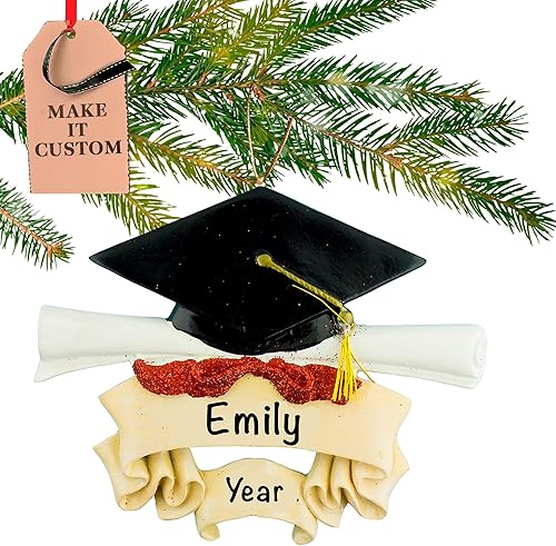 Adorno de graduación personalizado de la clase de 2025 | Personalización gratuita las 24 horas | Adornos de Navidad para árbol de secundaria