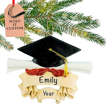 Personalized Graduation Ornament Class of 2026 | 24h Customized, Laser Engraved High School Senior Christmas Ornaments for Tree | Custom Grad Cap, Scroll Masters Degree Keepsake Gift for Graduates