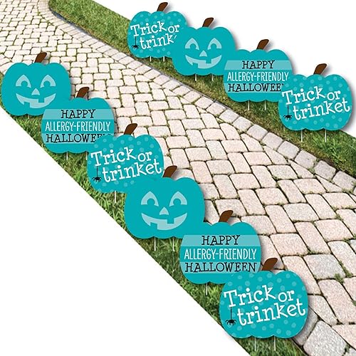 Decoración para césped de calabaza de color verde azulado, para Halloween, al aire libre, hipoalergénica, decoración para camionetas o patios, 10