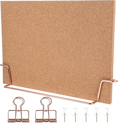 Miniatura 1 de Soporte de escritorio, 1 juego de tablero de corcho, tablero de corcho de escritorio con soporte rectangular, tablero de mensajes de notas de doble