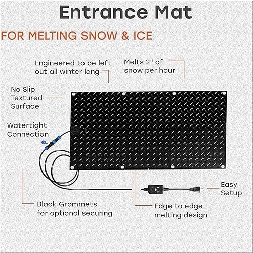 Miniatura 3 de Alfombrillas térmicas para derretir la nieve para entradas, 34 piezas, alfombrillas térmicas para derretir la nieve para escaleras, tapetes térmicos