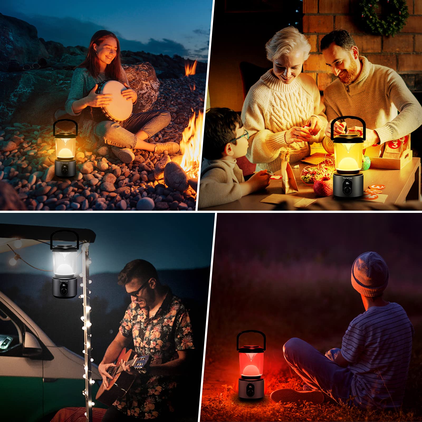 Yonktoo Lámpara de camping de 10400 mAh, recargable, con material de aleación de aluminio, 5 modos de luz y pantalla LCD, senderismo, cable de carga incluido