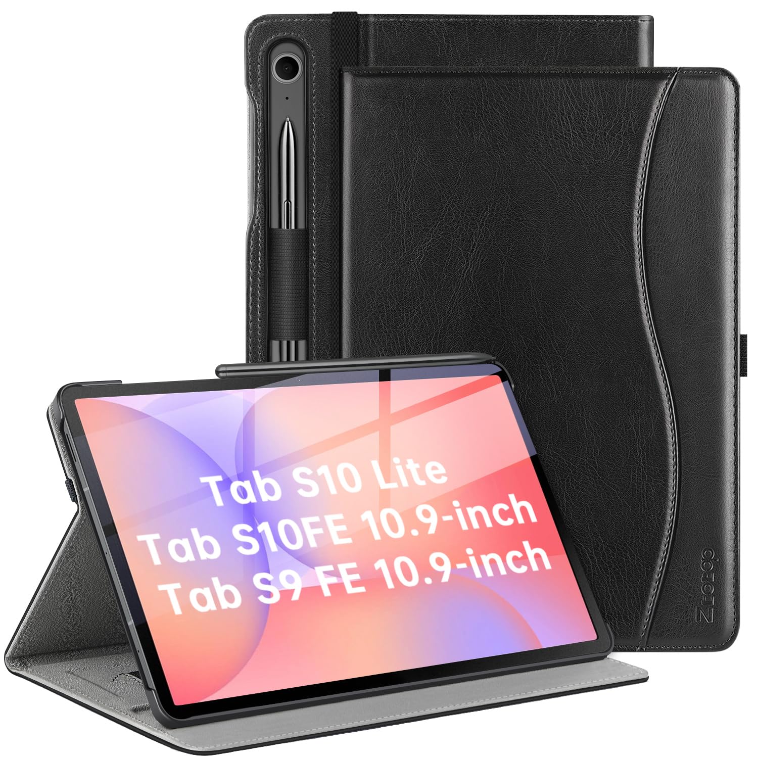 ZtotopCases Hülle für Samsung Galaxy Tab S10 Lite/S10 FE 2025/ S9 FE 2023 10,9 Zoll / S9 2023/ S8 2022/ S7 2020 11 Zoll, Schutzhülle mit Multi-Winkel Ständer, Auto Schlaf/Wachen, Schwarz