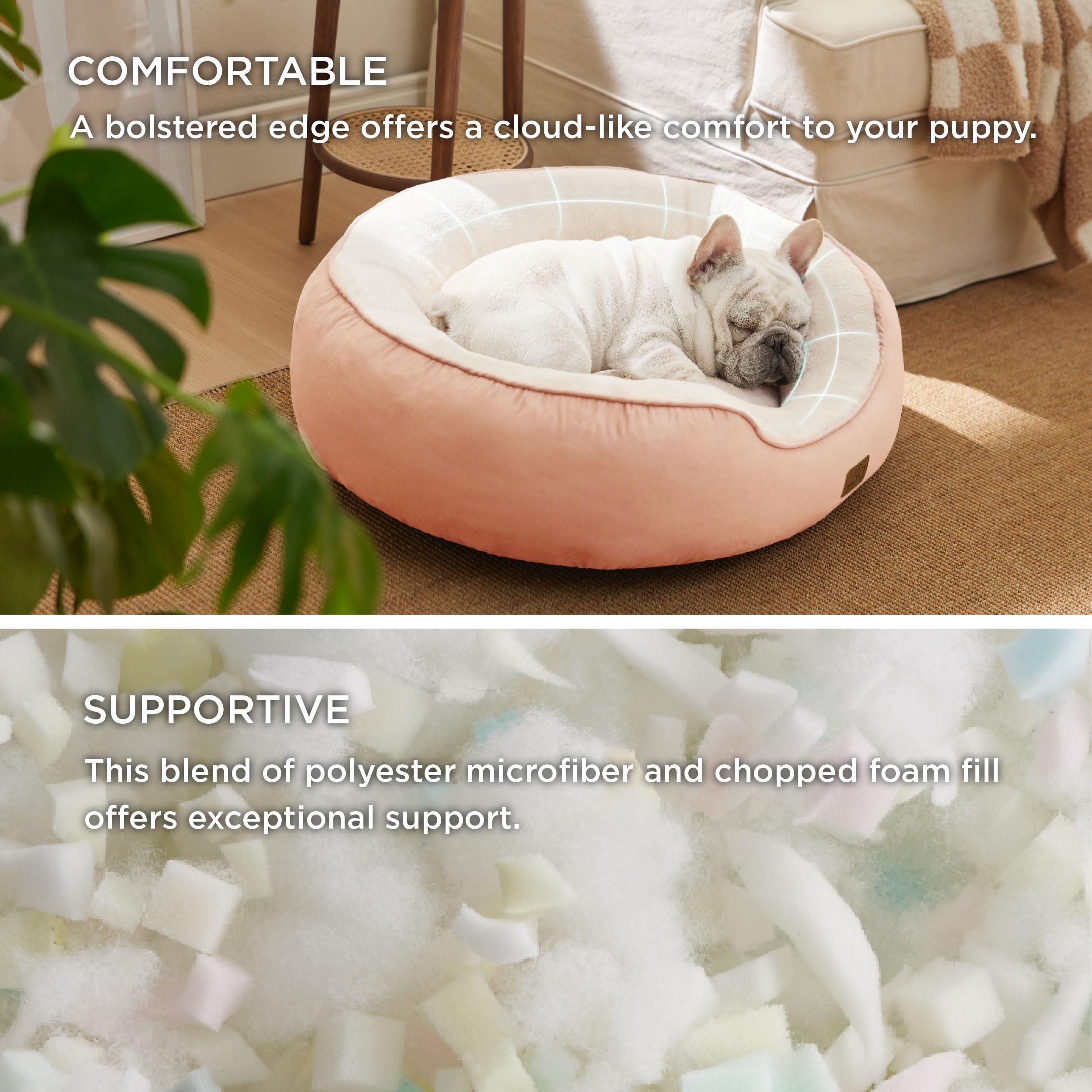 BEDSURE Katzenbett waschbar Katzen Bettchen - 76x63x20cm Katzen Bett mit Zweiseitig Innenkissen Katzenschlafplatz für oder kleine Hunde, Rosa