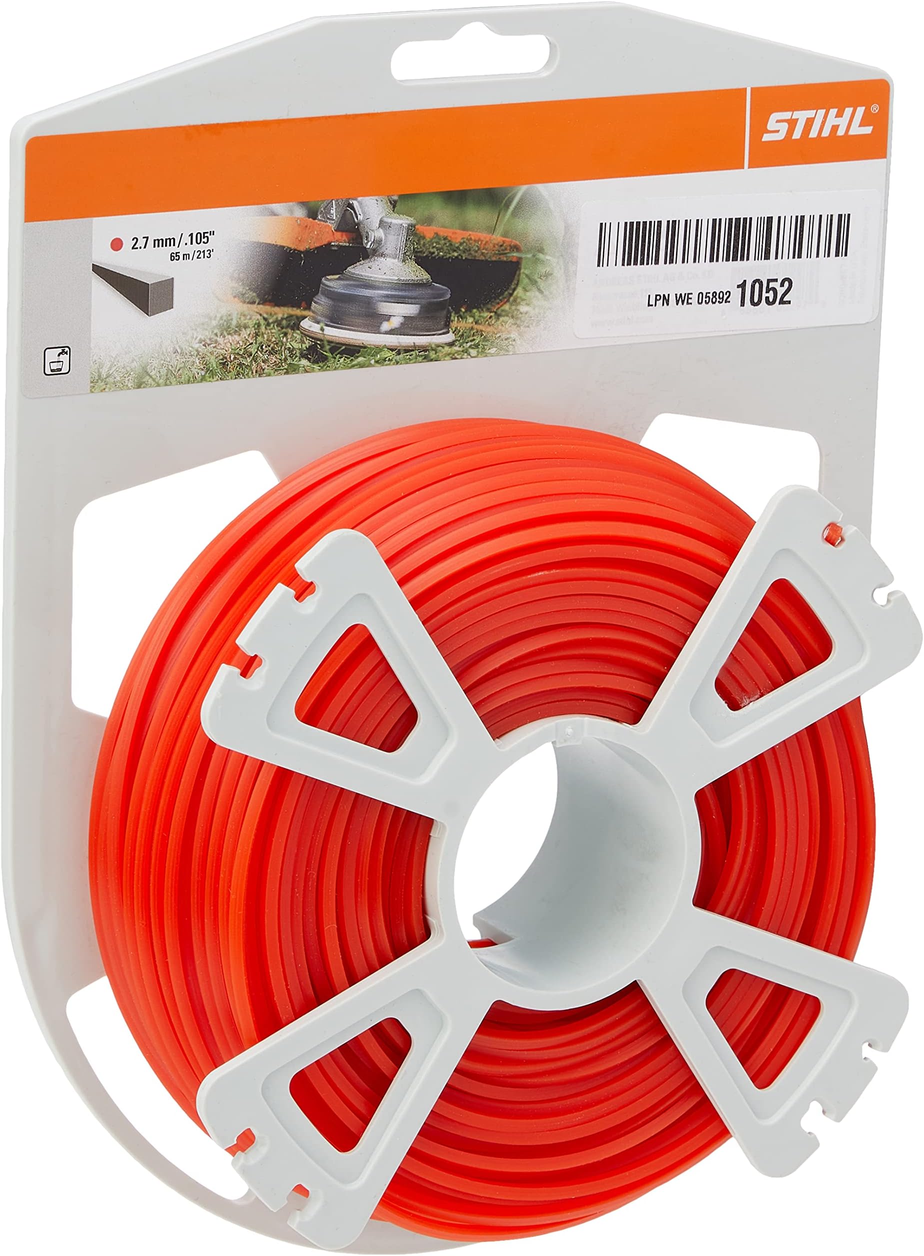 STIHL Premium Square Trimmer Line, 2.7mm x 65m, Orange Nylon Wire 0000 930 2643