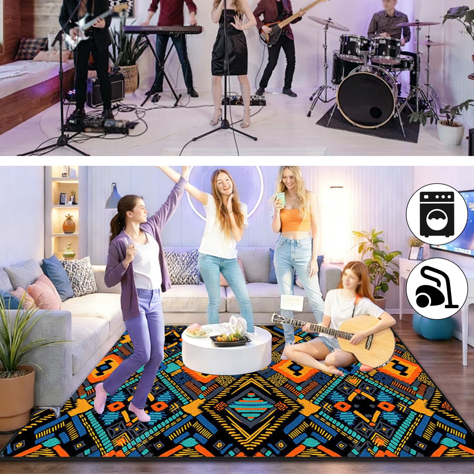 180 x 140 cm Dywan z baterią elektroniczną Dźwiękoszczelny Antypoślizgowy Dywan Pochłaniający Akustyczny Profesjonalna mata do instrumentów muzycznych do instrumentów muzycznych do gitary basowej