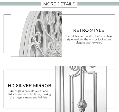 Miniatura 4 de Espejo de exterior para decoración de pared de jardín, espejo de metal arqueado de 49 x 24 pulgadas, diseño retro de ventana para entrada, sala de