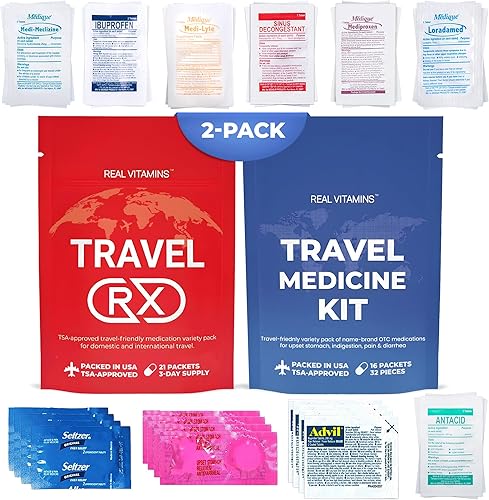 Miniatura 9 de Kit de medicina de viaje de alta calidad, 37 paquetes envueltos individualmente (74 piezas) - Medicamentos OTC aprobados por la TSA para viajes