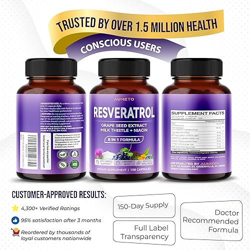 Miniatura 9 de Ultra Resveratrol 8 en 1 Fórmula - con semilla de uva cardo mariano niacina (150 unidades (paquete de 1))