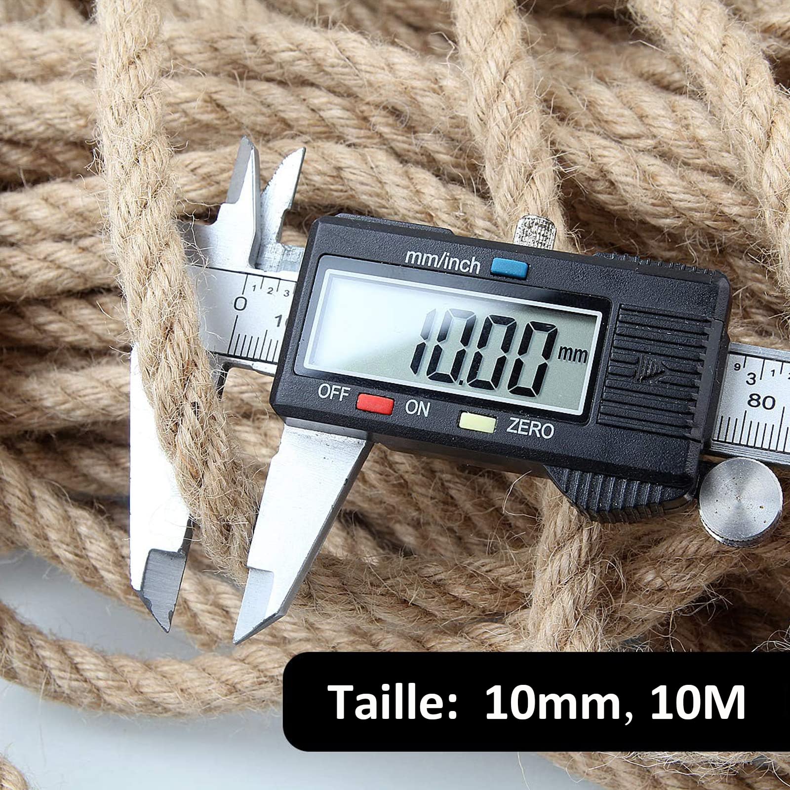 Corde De Jute 10mm - 10M, Naturelle, Solide - Pour Décoration, Bricolage, Jardinage, Arbre à Chat