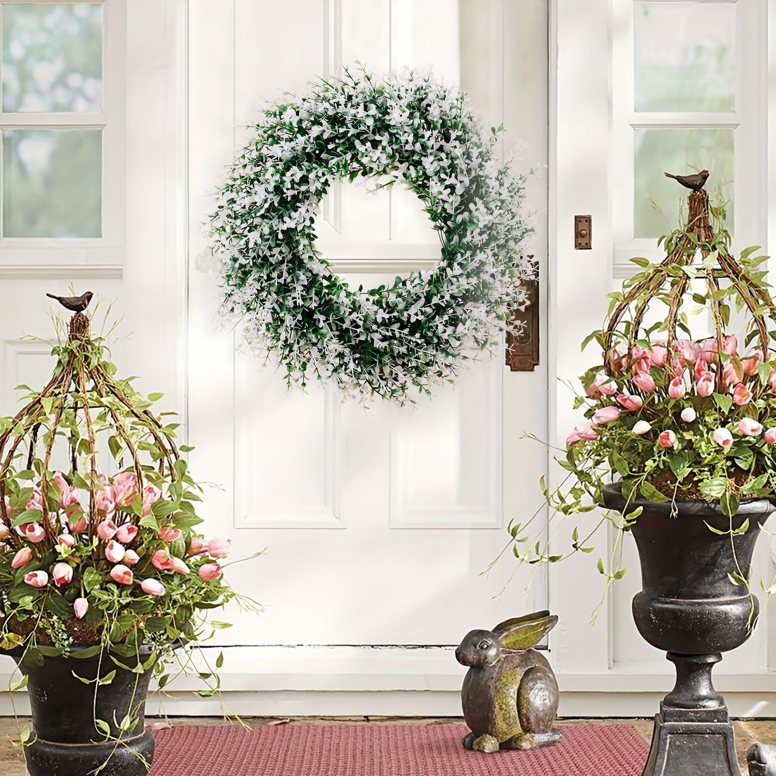 KingbeefLIU 30 Cm Artificiale Foglie Verdi Ghirlanda Berry Ghirlanda Porta D 'ingresso Decorazione della Parete della Finestra Realistica Verde