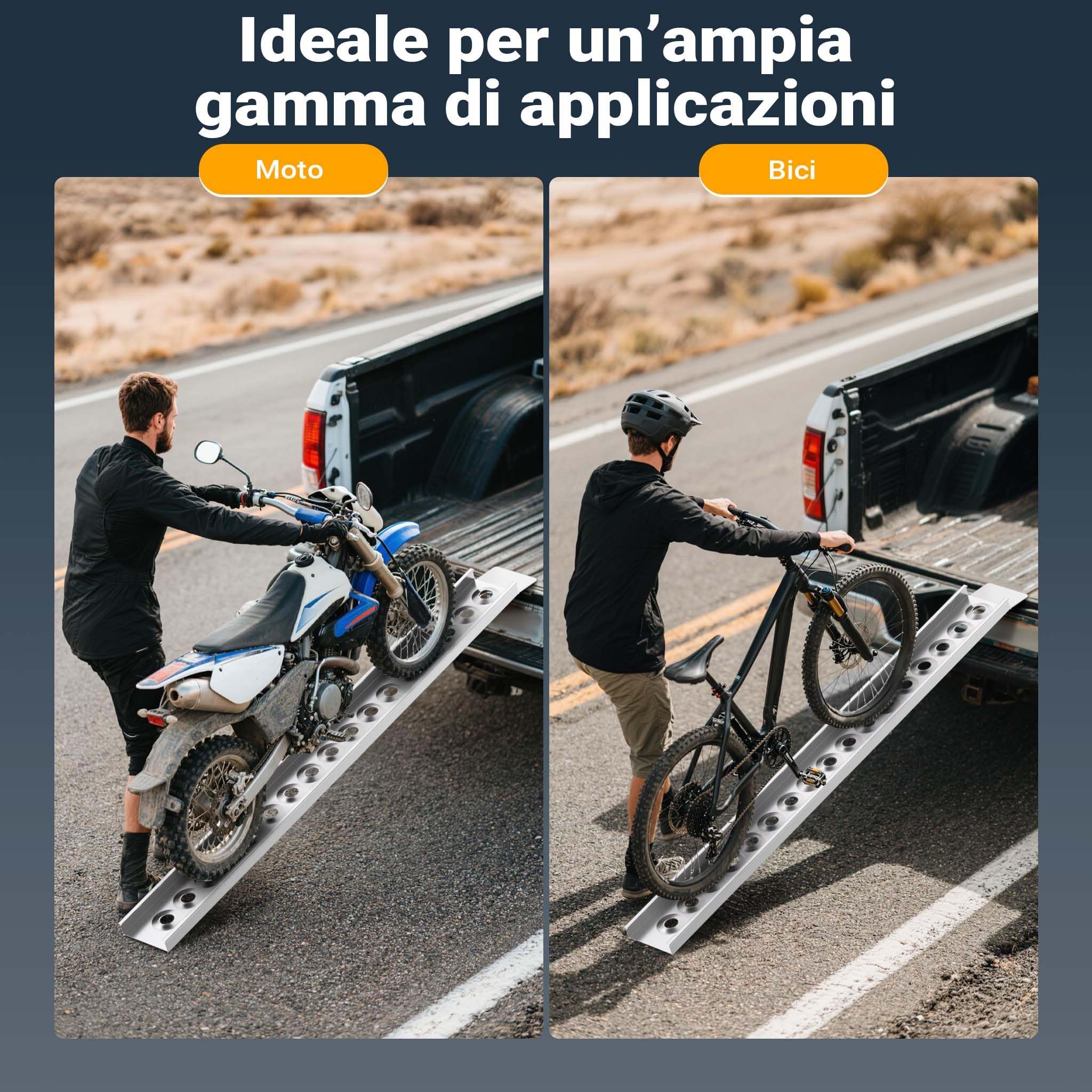 Rampa di carico 163 cm in alluminio per moto e quad Portata max 180 kg