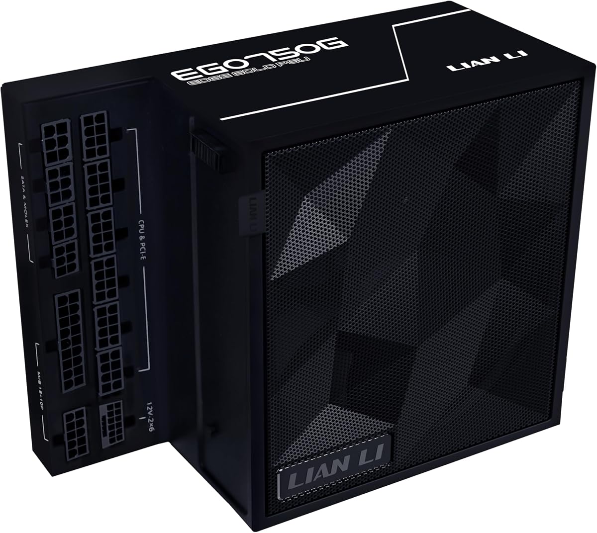 Lian Li EDGE750W Fully Modular Low-Noise ATX Power Supply - ATX 3.1 & PCIE 5.1 Compliant - Cybenetics Gold Efficiency - 12V-2x6 Cable - L-Shape Design - Without USB/Fan Hub - Black (EG0750G.B)