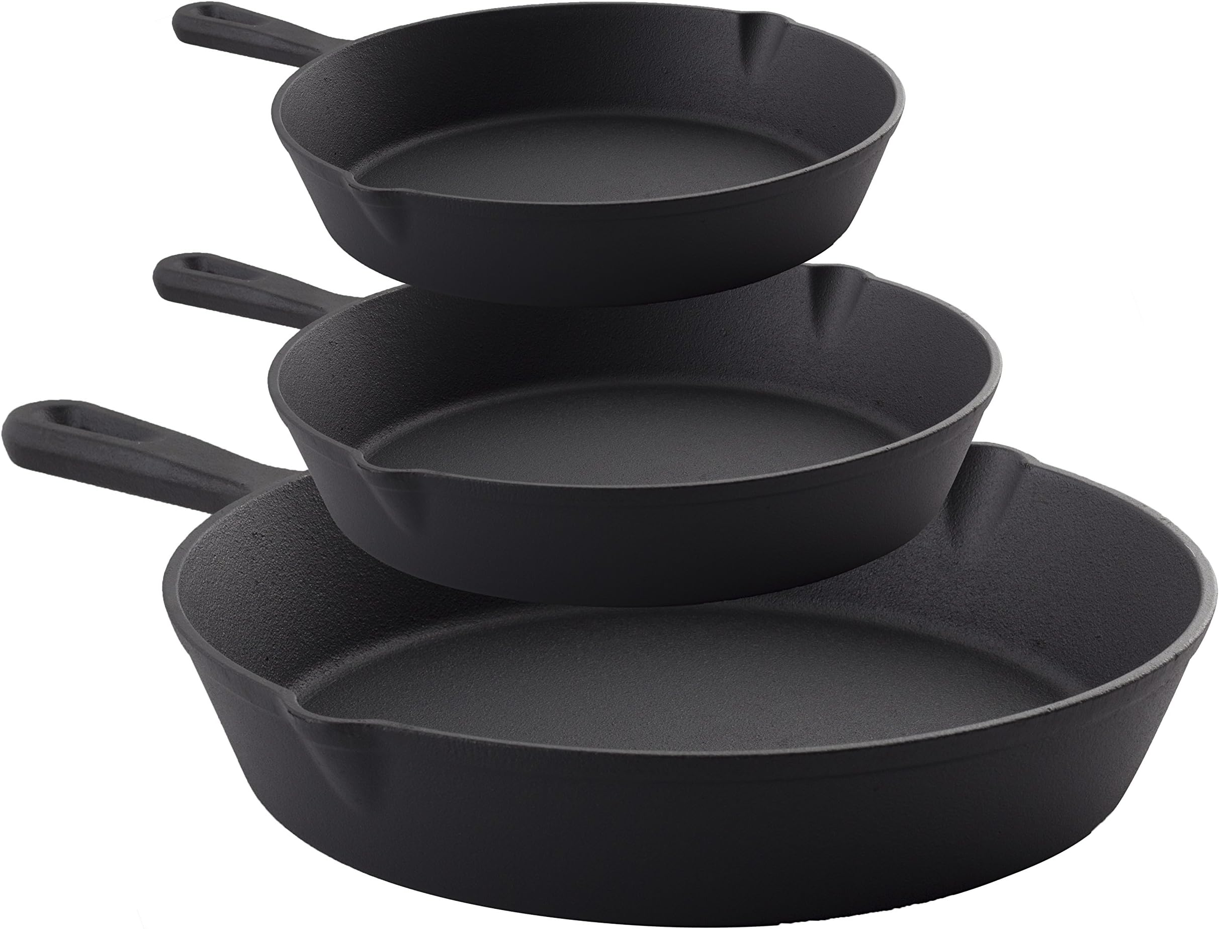 MEKBOK Cast Iron Skillet Pan Set of 3 | Pre-seasoned 6, 8, 10 Inch Non-Stick Coated Pots for Frying, Cooking, Baking, Broiling | Oven-safe, Use On Induction, Electric, Gas Cooktop Prime Holiday Gift Idea