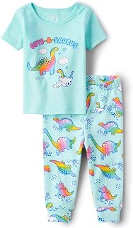 And Toddler Short Sleeve Top and Pants Snug Fit 100% Cotton 2 Piece Pajama Set