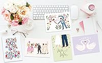 Vista 5 de Tarjetas de boda para la novia y el novio con sobres de 5 x 7 pulgadas, paquete de 10 tarjetas surtidas, notas en blanco para tarjetas