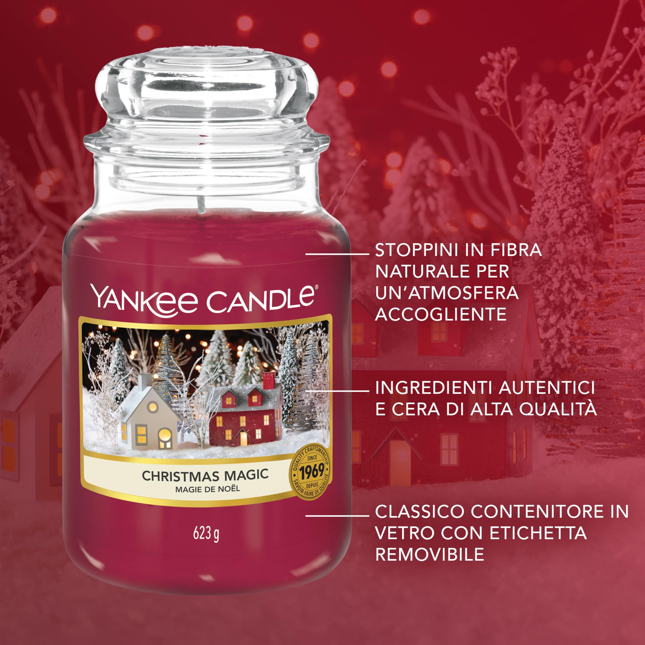 Yankee Candle Candela profumata in giara grande | Magia natalizia | Durata Fino a 150 Ore | Regali perfetti per le donne