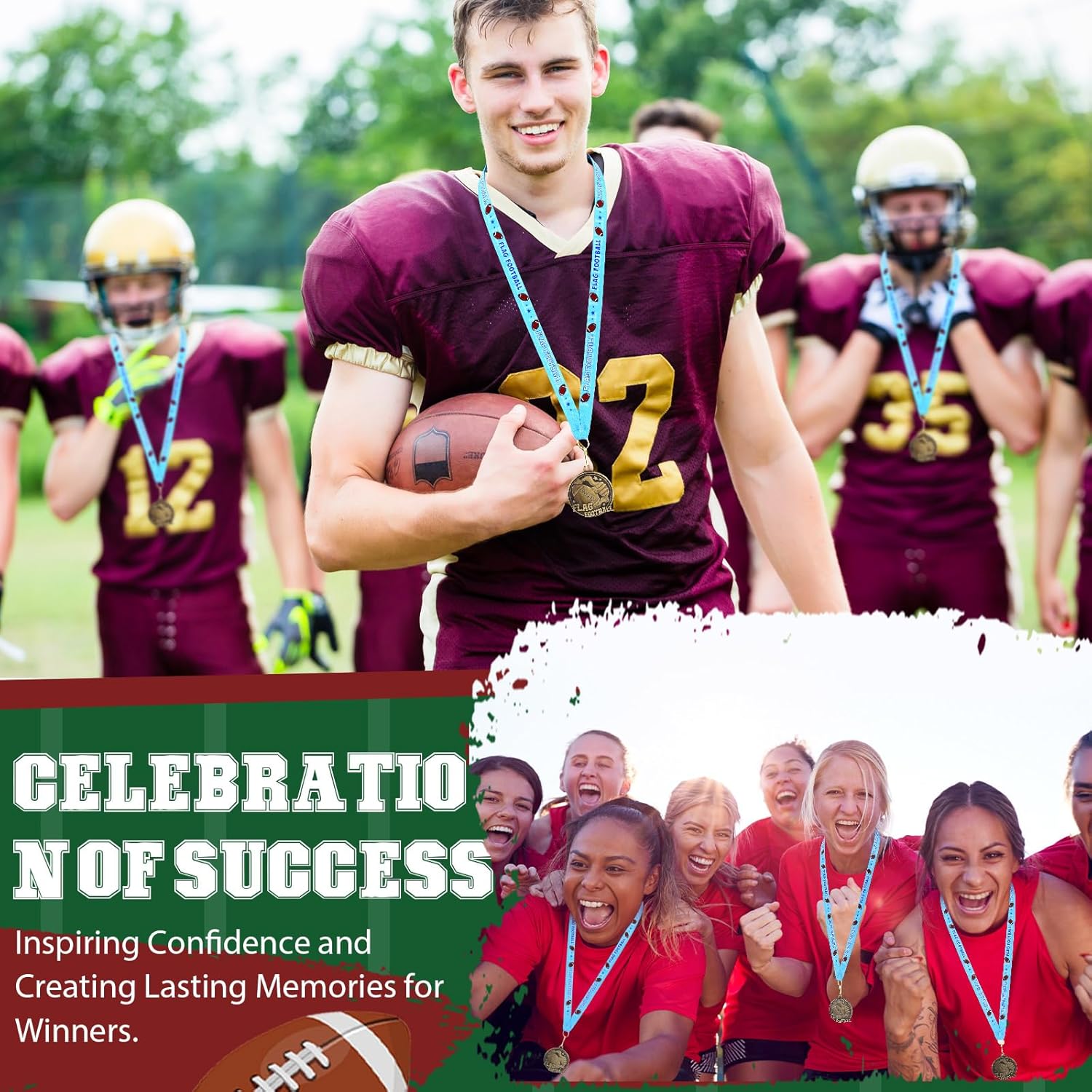 Award Medals 2'' Funny Sports Awards Trophy with Neck Goat Basketball Cross Country Race Track Swimming Ribbon Winner Prizes Bulk Gift for Team Competitions Party Favor