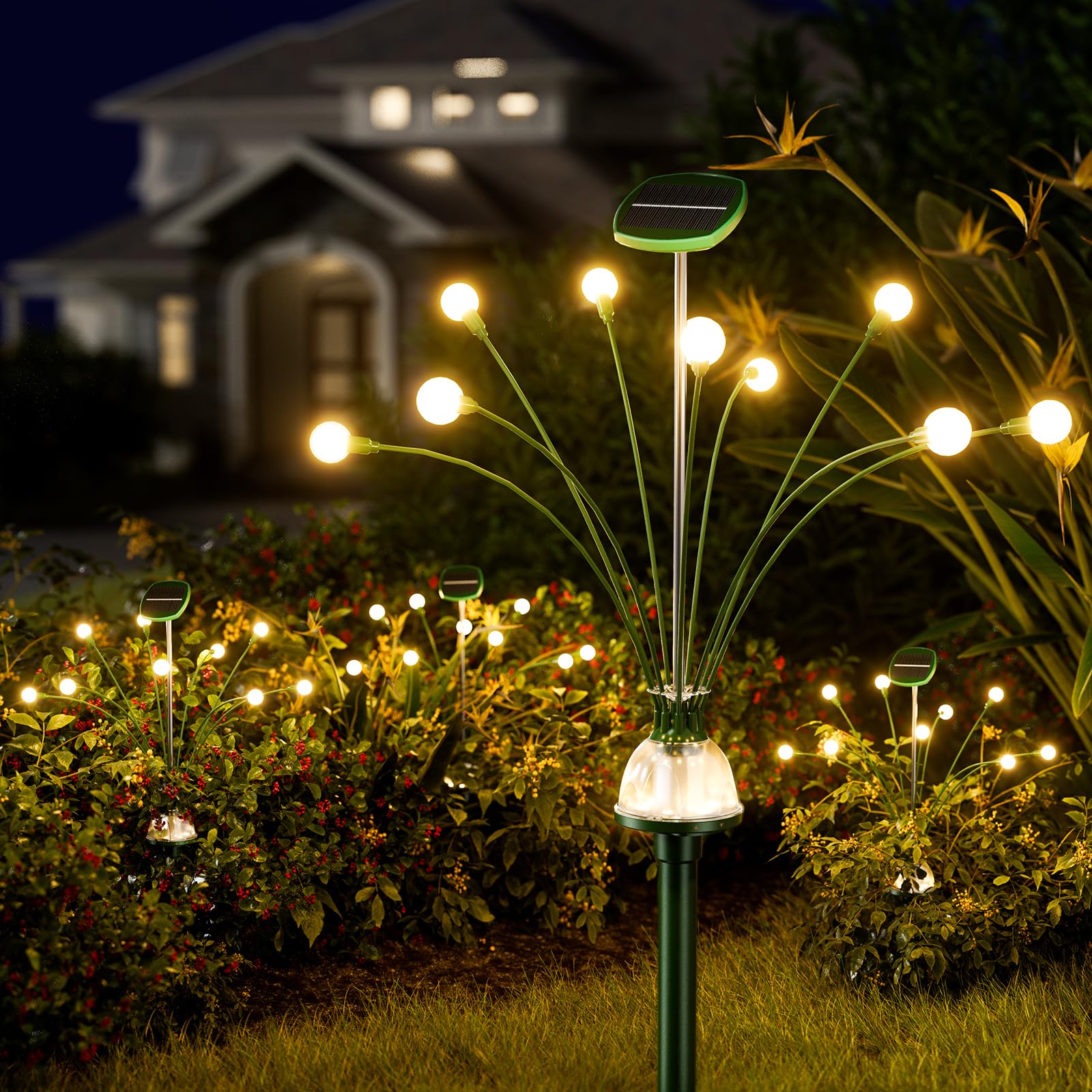AOSEA Solar Lights Outdoor Waterproof Fairy Lights Sway by Wind Firefly Lights for Patio Pathway Outdoor Garden Decor